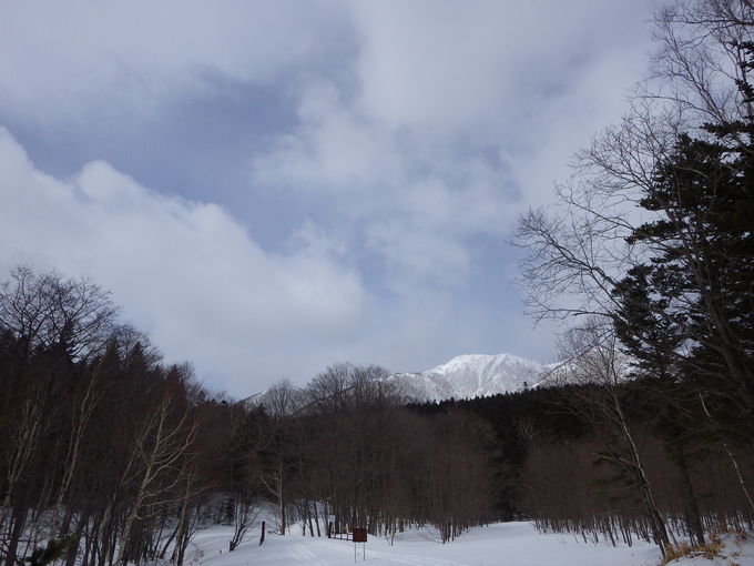 林道から仰ぎ見るユニ石狩岳
