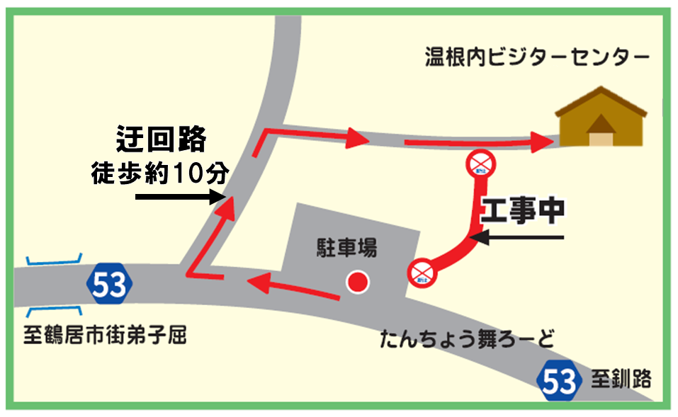 温根内ビジターセンターまでの迂回路